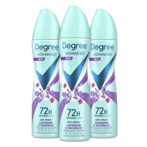 imageDegree Advanced Antiperspirant Deodorant Dry Spray 72Hour Sweat and Odor Protection Sheer Powder Deodorant Spray For Women With MotionSense Technology 38 oz Pack of 3Lavender and Waterlily