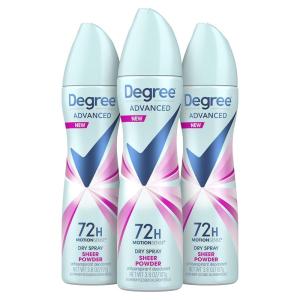 imageDegree Advanced Antiperspirant Deodorant Dry Spray 72Hour Sweat and Odor Protection Sheer Powder Deodorant Spray For Women With MotionSense Technology 38 oz Pack of 3Sheer Powder