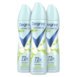 imageDegree Advanced Antiperspirant Deodorant Dry Spray 72Hour Sweat and Odor Protection Sheer Powder Deodorant Spray For Women With MotionSense Technology 38 oz Pack of 3Apple and Gardenia