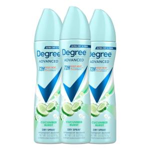 imageDegree Antiperspirant Deodorant Cucumber Burst 3 count Dry Spray 72Hour Sweat ampamp Odor Protection Deodorant Spray For Women With Body Heat Activated Technology 38 ozCucumber Burst