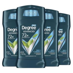 imageDegree Men Advanced Antiperspirant Deodorant 72Hour Sweat and Odor Protection Sage and Ocean Mist Deodorant for Men with Motionsense Technology 27 oz 4 CountWoodsy