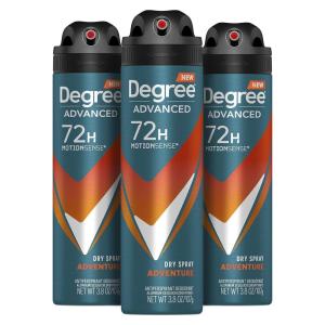 imageDegree Men Advanced Antiperspirant Deodorant Dry Spray Adventure 72Hour Sweat and Odor Protection Deodorant For Men With MotionSense Technology 38 Ounce Pack of 3Adventure