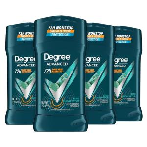 imageDegree Men Advanced Antiperspirant Deodorant Stick Ice Eucalyptus 4 Count 72Hour Sweat and Odor Protection Deodorant for Men with Body Heat Activated Technology 27 oz