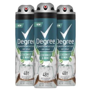 imageDegree Men Antiperspirant Deodorant Dry Spray Coconut ampamp Mint 3 count 72hr Sweat and Odor Protection Degree for Men 38 oz38 Ounce Pack of 3