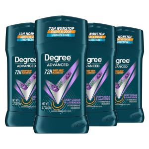 imageDegree Men Antiperspirant Deodorant Stick Deep Cedar ampamp Lavender 4 Count 72Hour Sweat and Odor Protection Deodorant for Men With Body Heat Activated Technology 27 oz