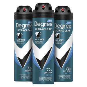 imageDegree Men Antiperspirant Spray Black  White 3 Count Protects from Deodorant Stains Instantly Dry Spray Deodorant 38 oz