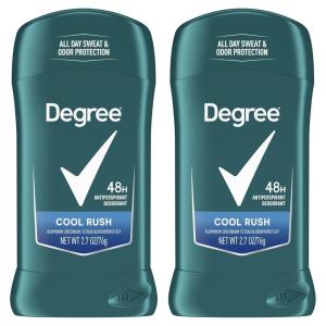 imageDegree Men Original Antiperspirant Deodorant Cool Rush Twin Pack 48Hour Sweat ampamp Odor Protection Antiperspirant For Men 27 ozBlue