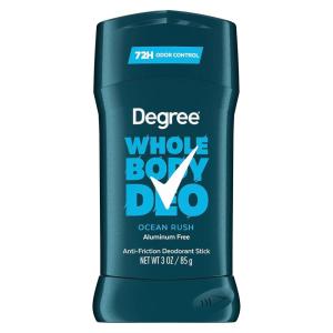 imageDegree Men Whole Body Deodorant Stick Ocean Rush Scent Glides on Clear  Absorbs Sweat Aluminum Free 72H Odor Protection 3 oz