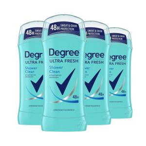 imageDegree Ultra Fresh Antiperspirant Deodorant Stick Shower Clean Pack of 4 for 48H Sweat and Odor Protection for Women 26 oz