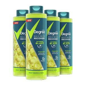 imageDegree Men Body Wash and Soak For PostWorkout Recovery Skincare Routine Lemongrass and Eucalyptus  Epsom Salt  Electrolytes Bath and Body Product 22 FL Oz Pack of 4Extrene Blast