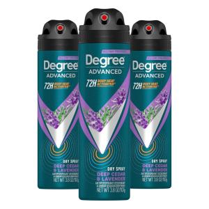 imageDegree Men Advanced Antiperspirant Deodorant Dry Spray Deep Cedar ampamp Lavender 3 Count 72Hour Sweat and Odor Protection Deodorant for Men With Body Heat Activated Technology 38 oz